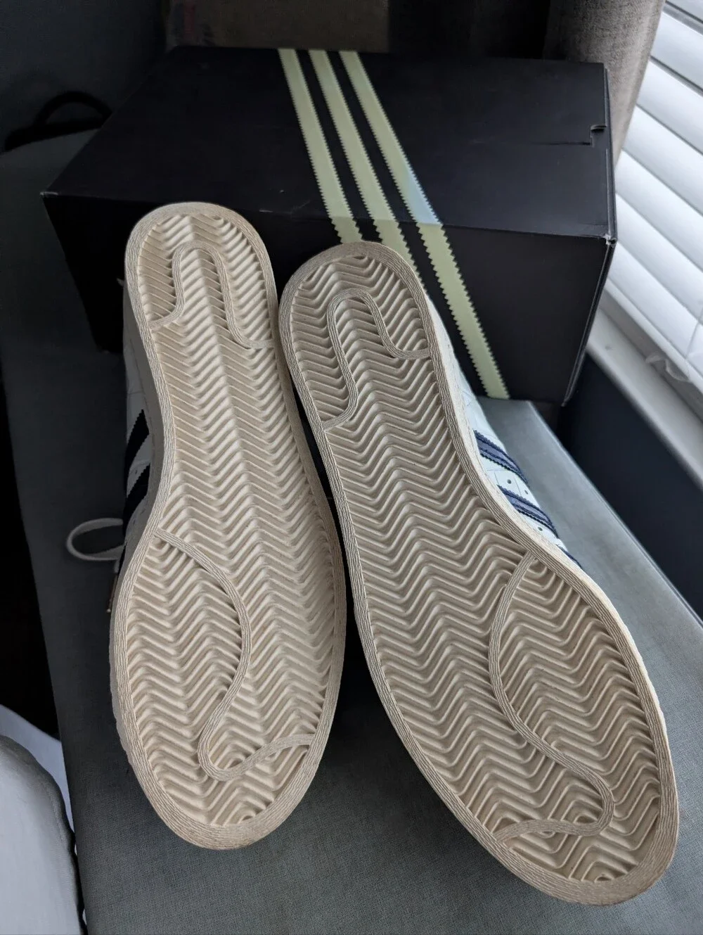 Adidas x Wales Bonner White Superstar Sneakers with Navy Stripes